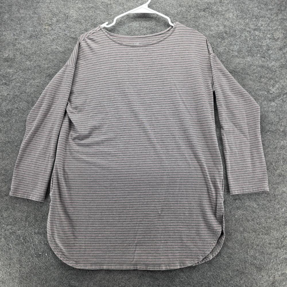 J. Jill Shirt Womens Small Gray Pink Luxe Supima Tunic Striped Stretch Modal